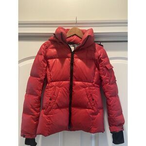 S13 New‎ York Bright Red puffer Hooded Duck Down Jacket Coat women ladies SZ XS